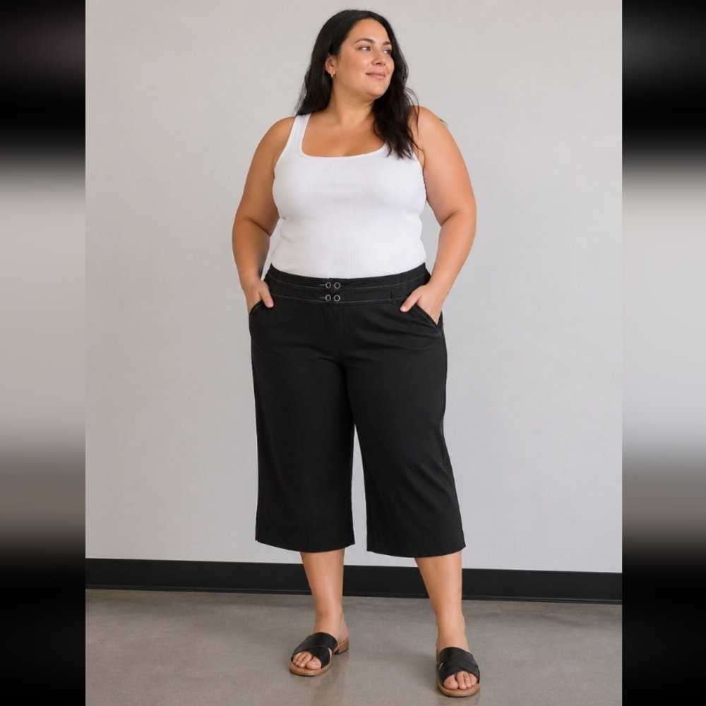 VANEZIA Lane Bryant wide leg snap button 22